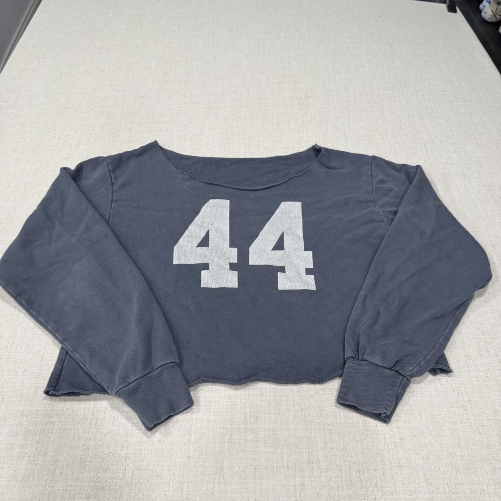 Brandy Melville John Galt One Size Sweatshirt Raw Hem Boat Neck OffShoulder Crop
